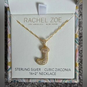 Rachel Zoe Jumbo Letter "J" Necklace, Sterling Silver Cubic Zirconia